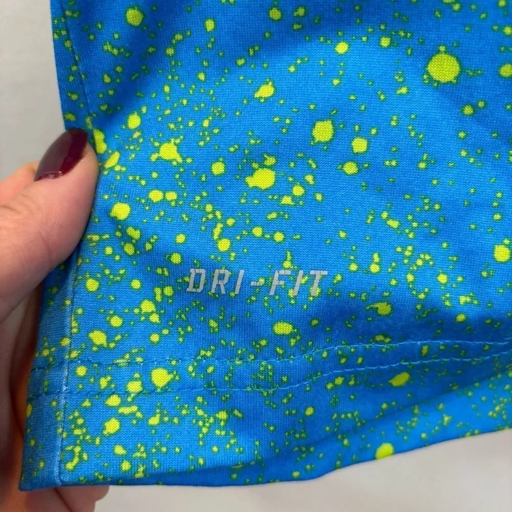 Big Boys Nike SB Dri-Fit Blue and Green‎ Splatter Logo T-Shirt Size XL